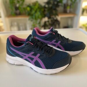ASICS kids Running Shoes - Navy and Pink